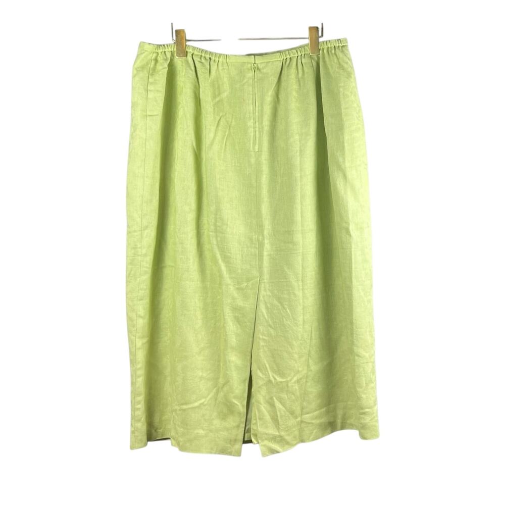 Vintage 2000s Plaza Collection Green Linen Cotton Skirt Suit Set Size 18 - Picture 6 of 7